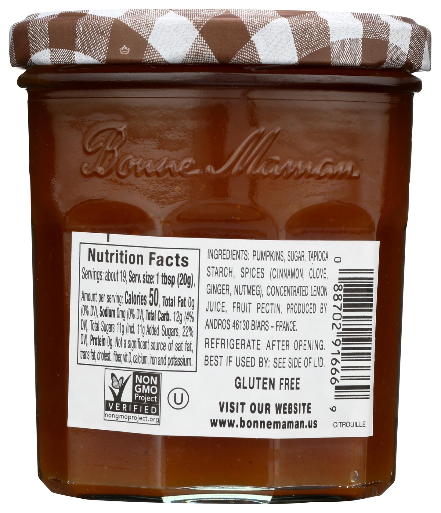 Bonne Maman Pumpkin Spice Preserves, 13 oz Glass Jars (Pack of 2) - Non-GMO, Made with Simple Ingredients