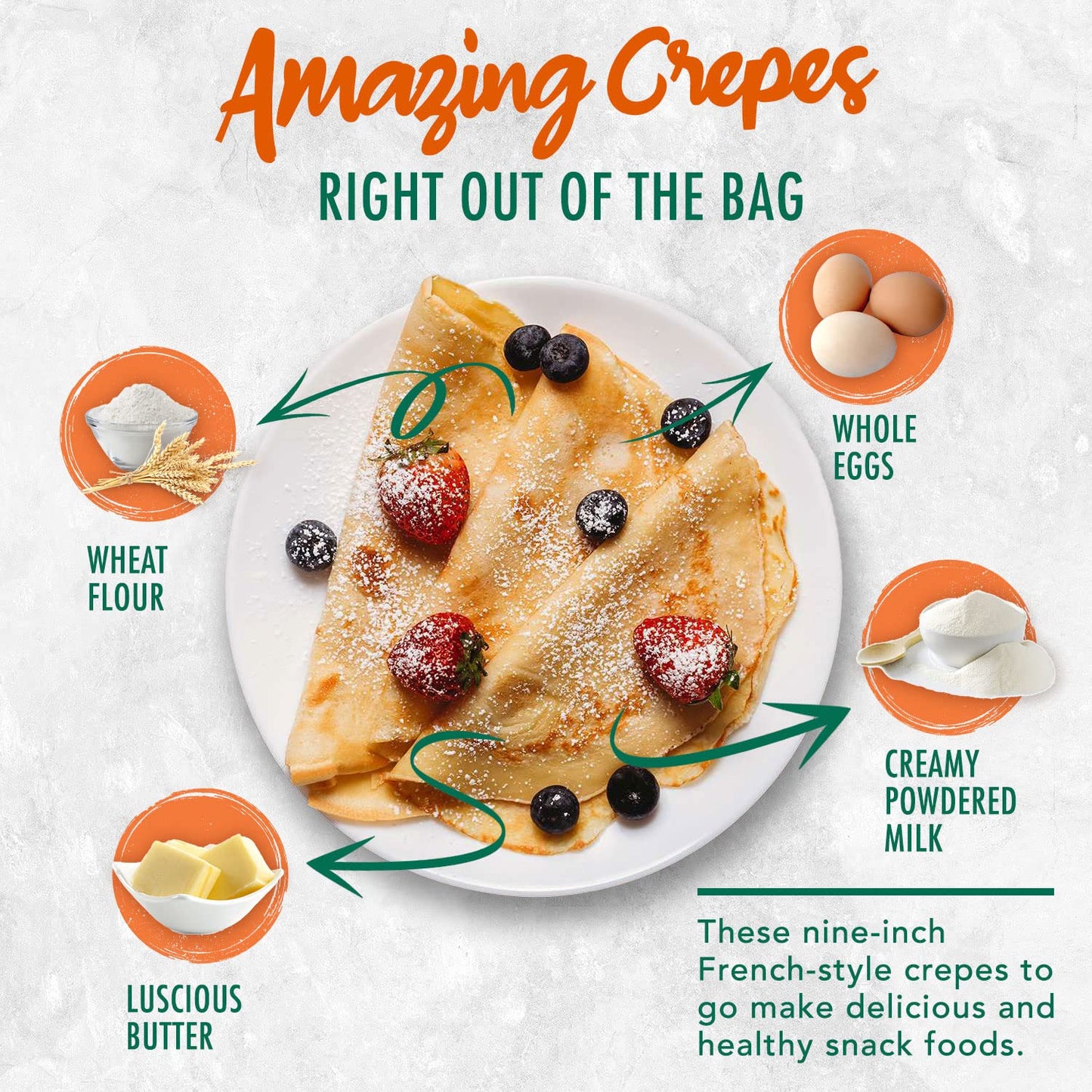 Melissa's Ready-to-Eat 9-Inch Plain Crepes, 15 Ounce Pack – Healthy Breakfast & Snack for Kids and Adults, 10 Count