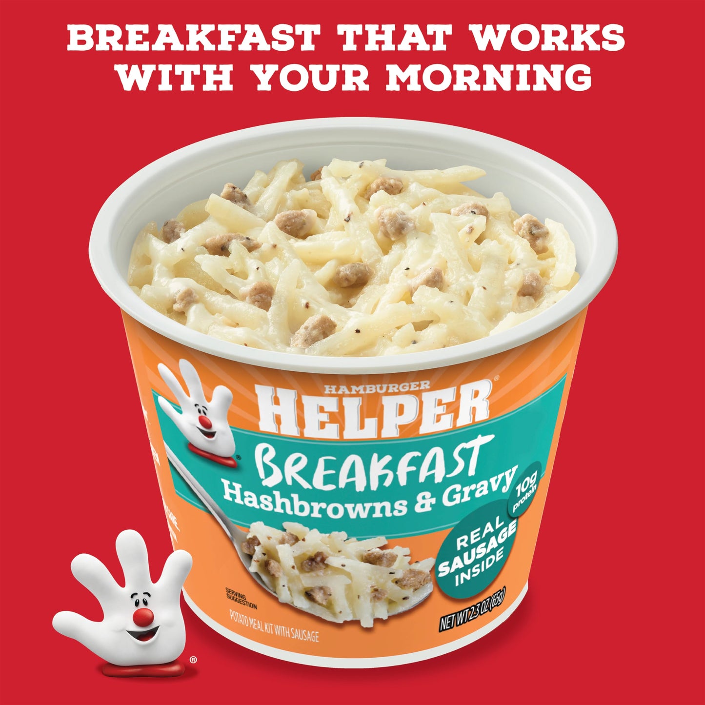 Hamburger Helper BREAKFAST Hashbrowns & Gravy Microwave Cup  2.3 oz (Pack of 6)