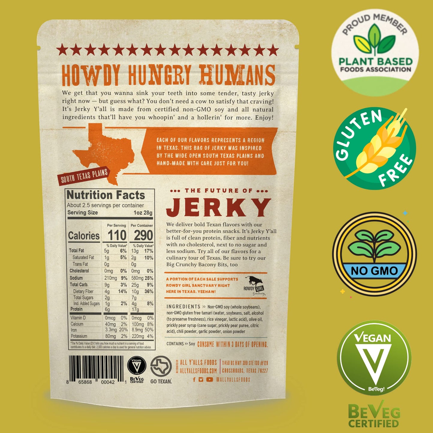 It'S Jerky Y'All Plant Based Jerky And Bacony Bits Variety Pack | Beyond Tender Jerky And Crunchy Bacon Vegan Snacks | Non-Gmo,