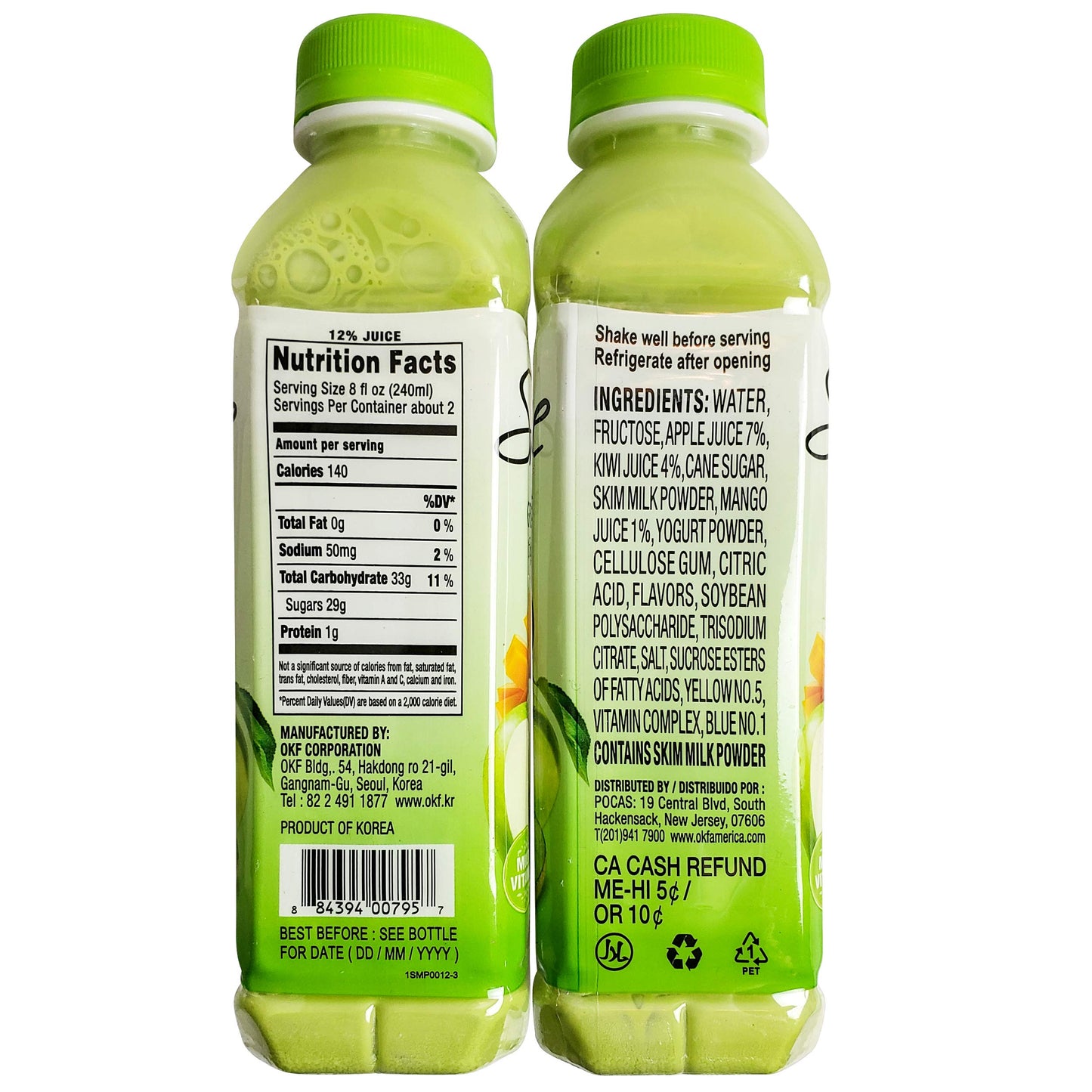 OKF Smoothie Green, 16.9 Fl Oz, Pack of 20, Refreshing Beverage, 1 Count
