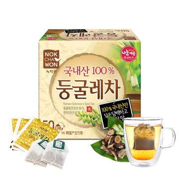 [Nokchawon] Solomon's Seal Tea, Premium Pure Herbal Tea, Zero Calories Korean Tea, 50 Count Tea Bags, 2.1oz(60g)