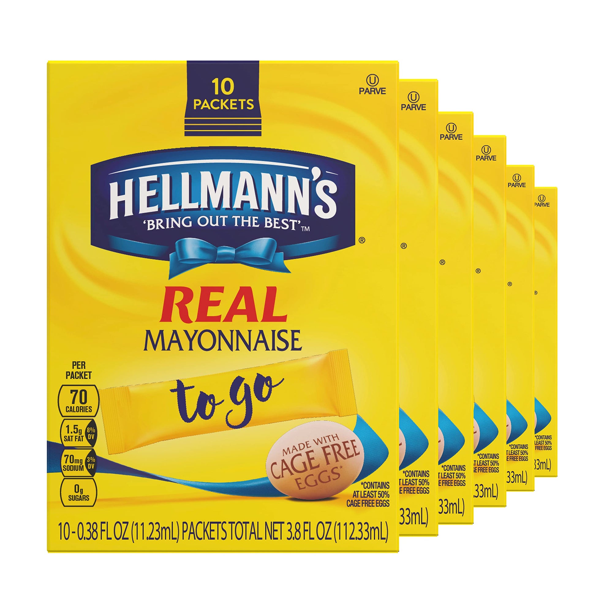 HELLMANNS Real Mayonnaise To Go Packets, Gluten Free, 3.8 oz, Pack of 6, Model -092021-v4