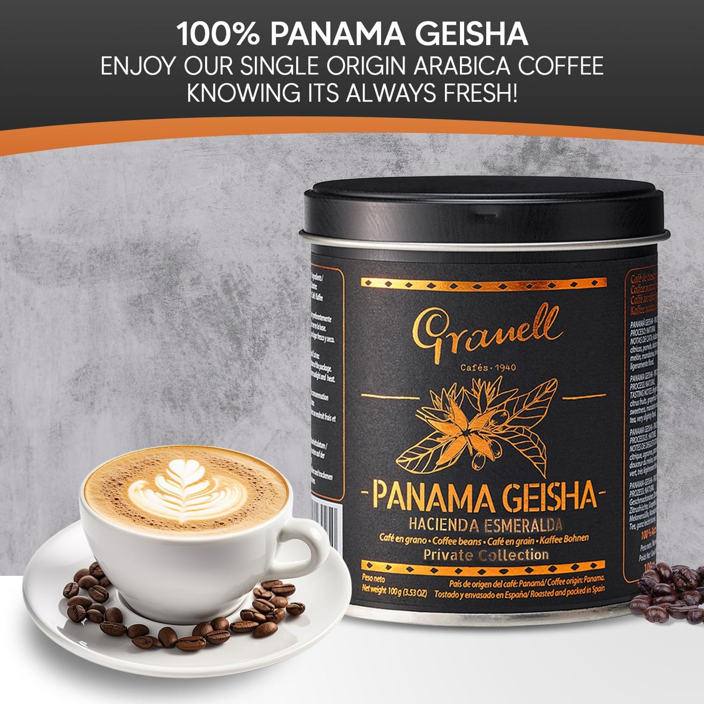 Panama Geisha Coffee Beans: Caf  S Granell Hacienda Esmeralda Whole Bean Coffee Medium Roast, Premium Low Acid Panama Coffee Fro
