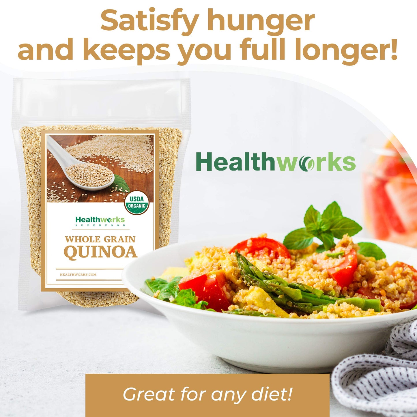 Healthworks Quinoa White Whole Grain Raw Organic (80 Ounces / 5 Pounds) | Protein, Fiber & Iron | Peruvian Origin | Rice & Pasta