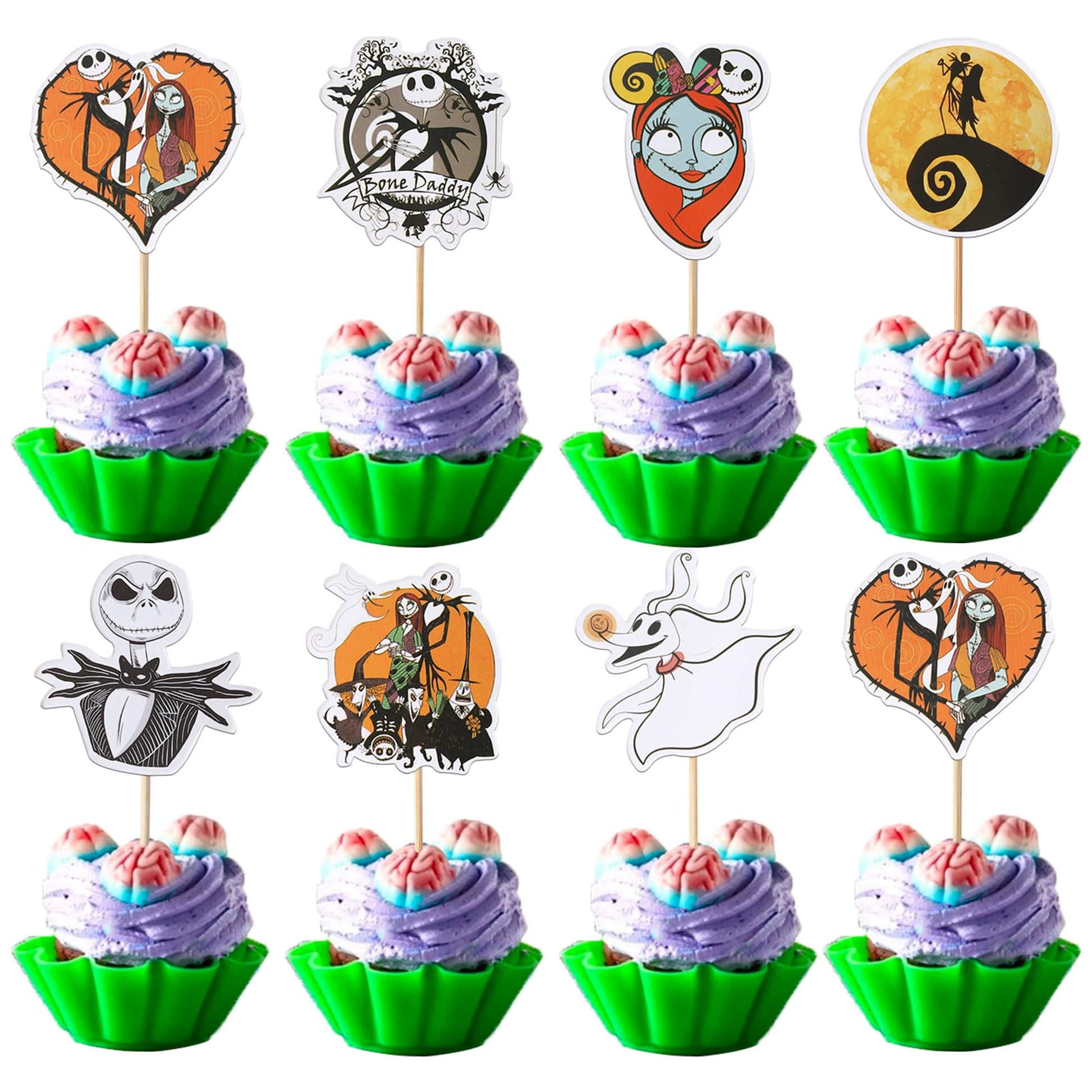 Rsstarxi 42 Pack Nightmare Before Baby Shower Cupcake Toppers Skull Ghost Nightmare Christmas Cupcake Food Picks Jack Skellington Halloween Cake Decorations For Halloween Birthday Party Decorations