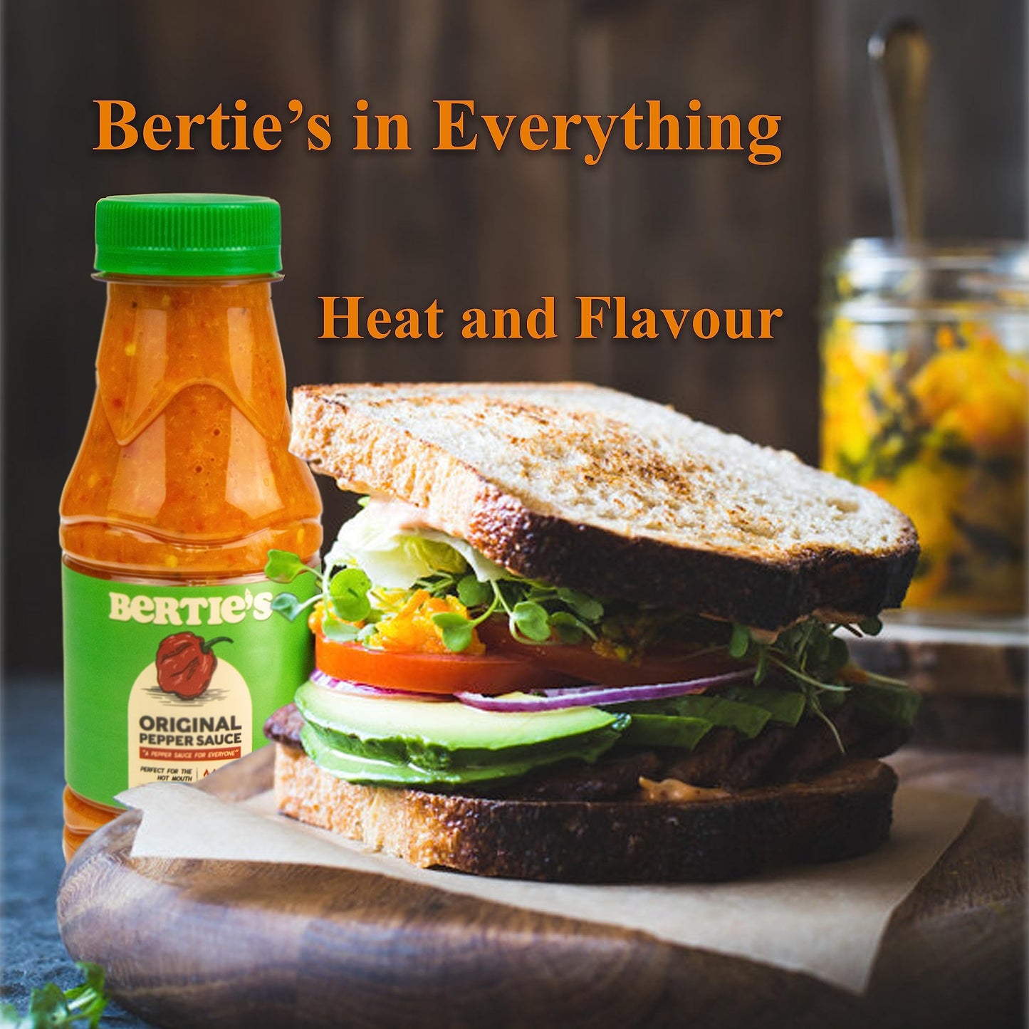Bertie'S Original Pepper Sauce (10 Oz/300Ml) | Great Flavour And Heat | Made With Fresh Trinidad Moruga Red And Scotch Bonnet Ye