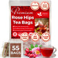 FRESHDRINKUS Premium Rosehip Tea Bags, 100% Natural Herbal Tea, 55 Count, Vegan, No Sugar, No Caffeine, Loose Leaf