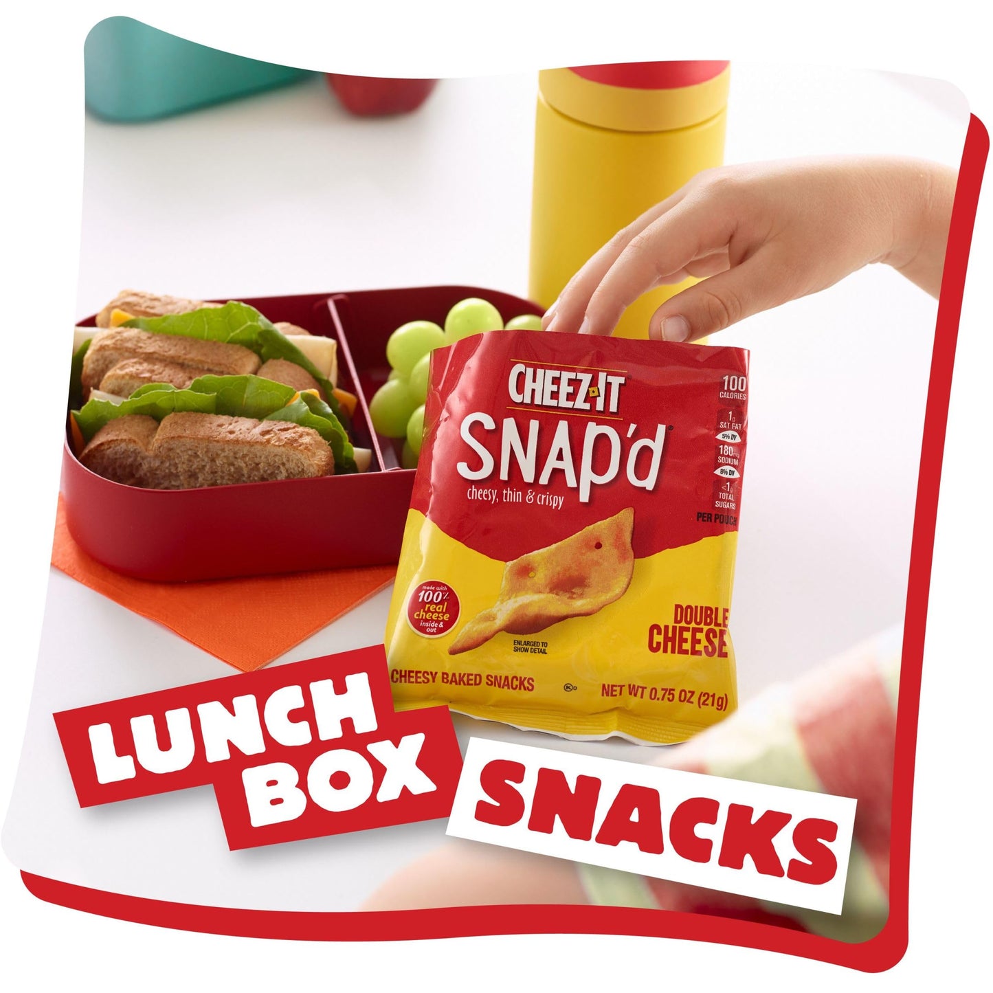Cheez-It Snap'D Cheese Cracker Chips, Thin Crisps, Lunch Snacks, Double Cheese, 9Oz Box (12 Pouches)