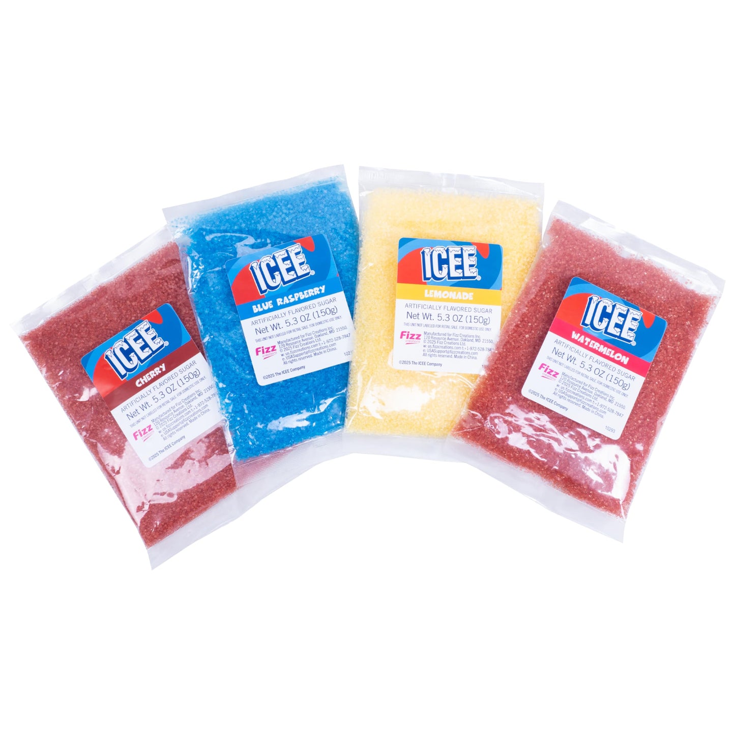 ICEE Cotton Candy Sugar. Pack of 4 Includes Watermelon, Lemonade, Blue Raspberry & Red Cherry Flavors. Officially Licensed ICEE