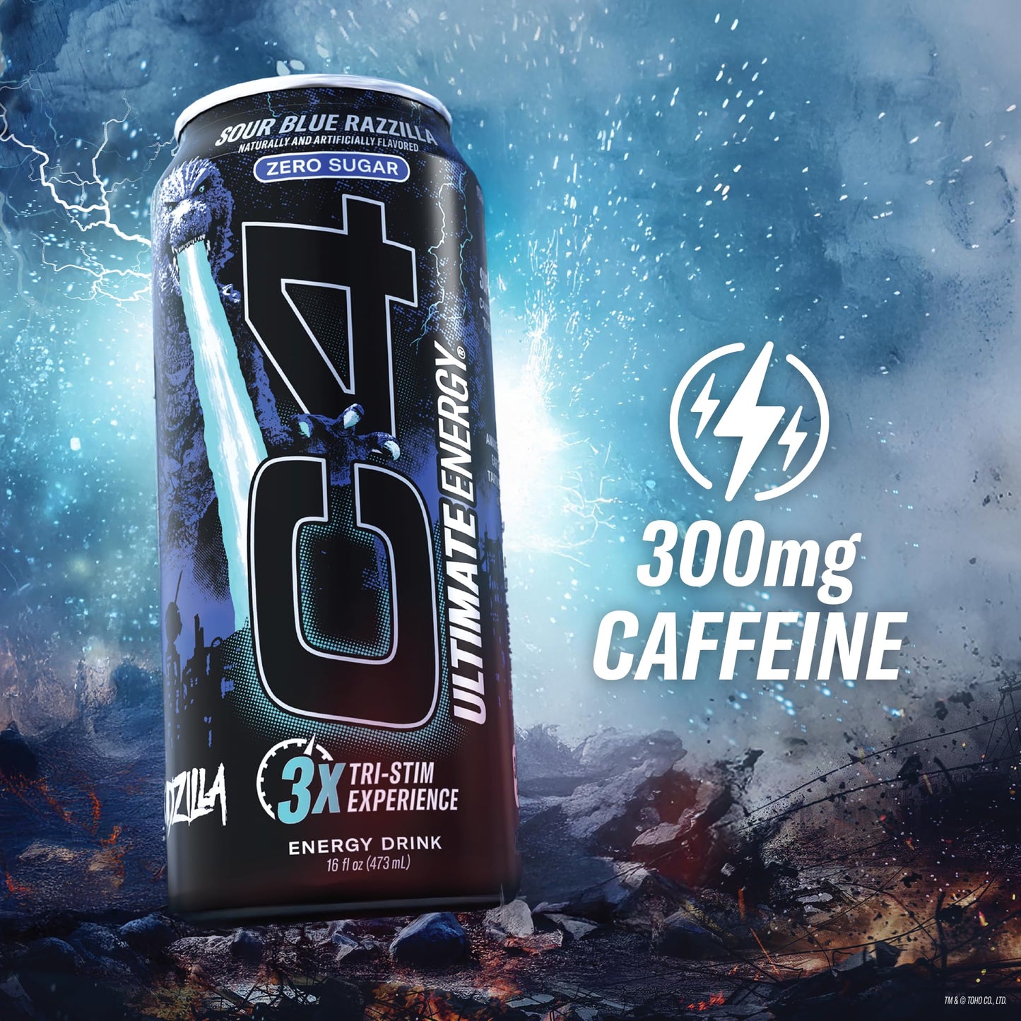 Cellucor C4 Ultimate | Pre Workout Sugar Free Energy Drink | Tri-Stim Experience with 300mg Caffeine + TeaCrine + Dynamine | Sour Blue Razzilla| 16oz (Pack of 12)