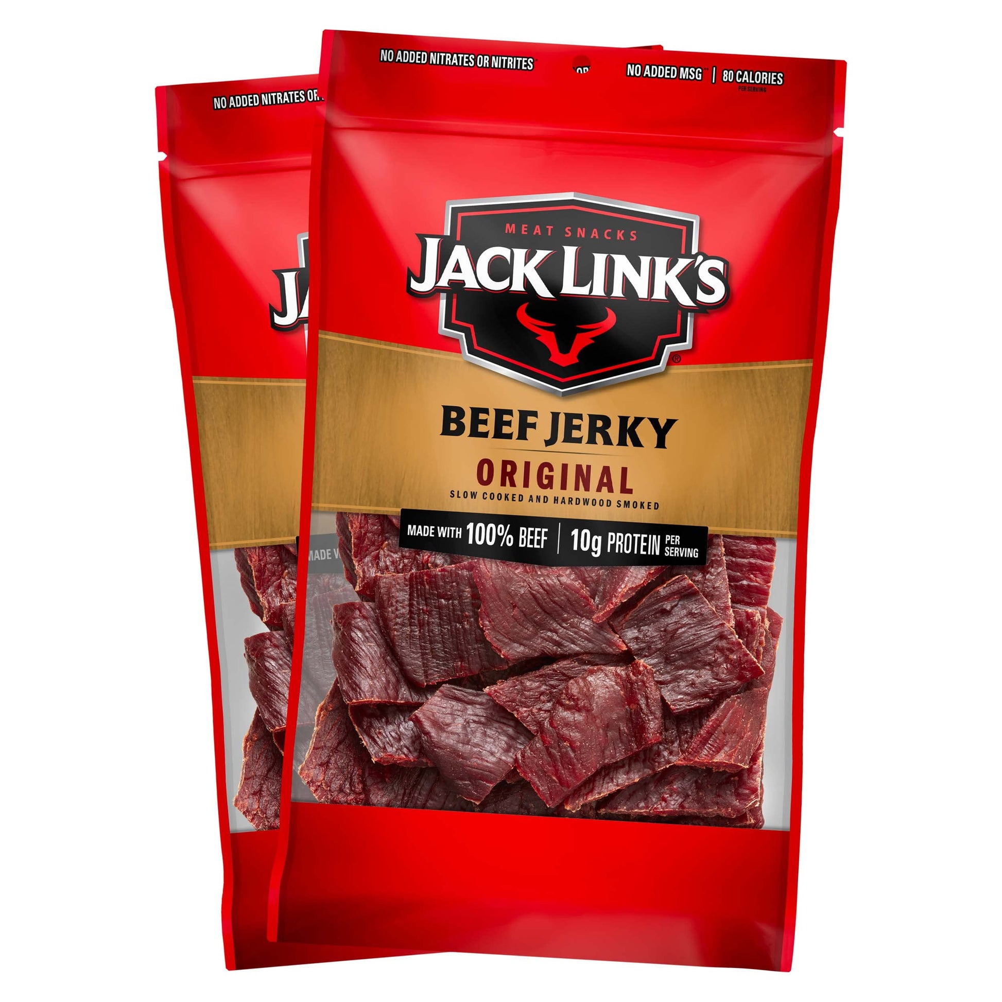 Jack Links Beef Jerky Original - 9 Oz (Pack of 2) - Flavorful Protein Snacks with 10g Protein per Serving