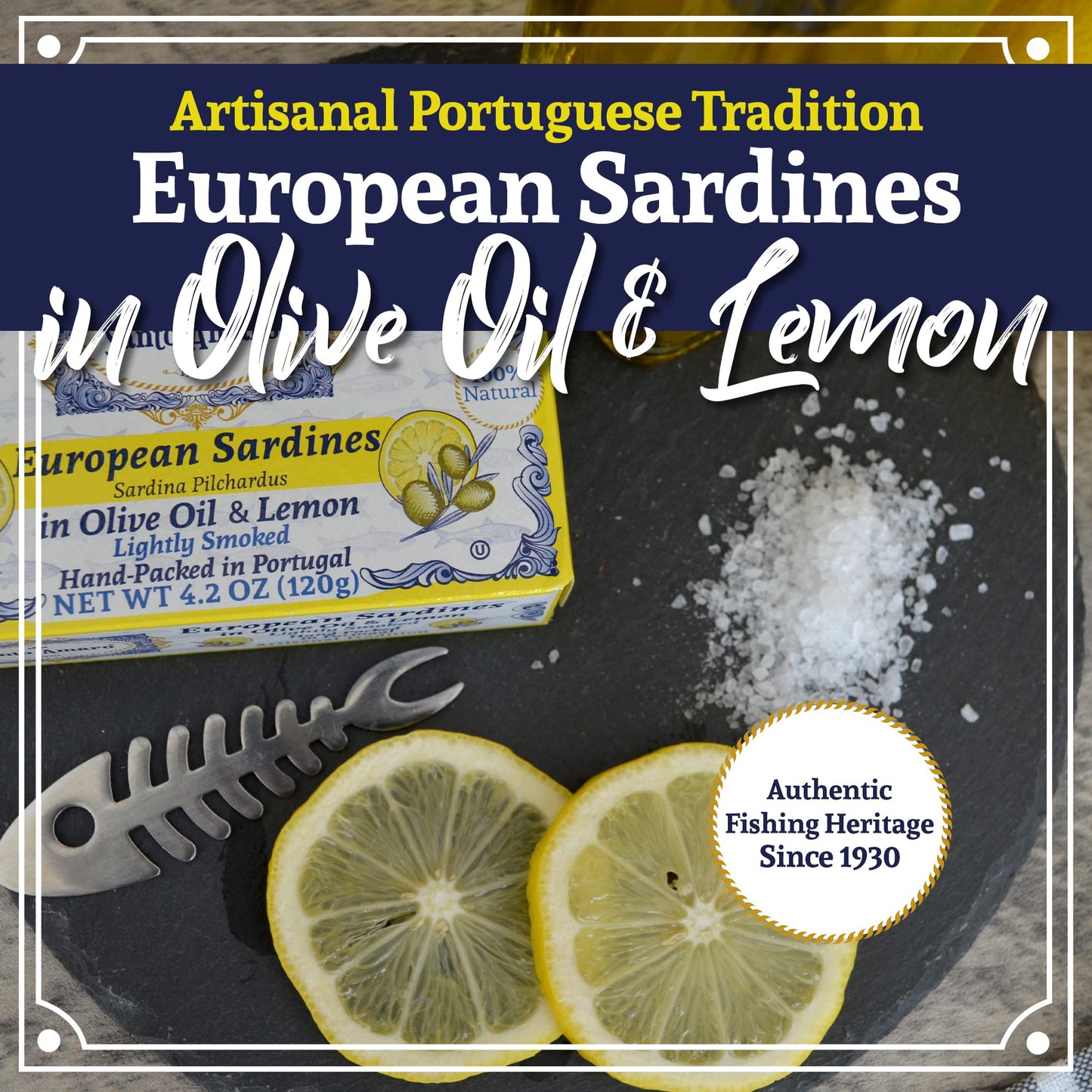 Santo Amaro Sardines in Olive Oil & Lemon, Hand-Packed, 4.2 oz (Pack of 6), Lightly Smoked, Wild Caught, Lisbon Variety