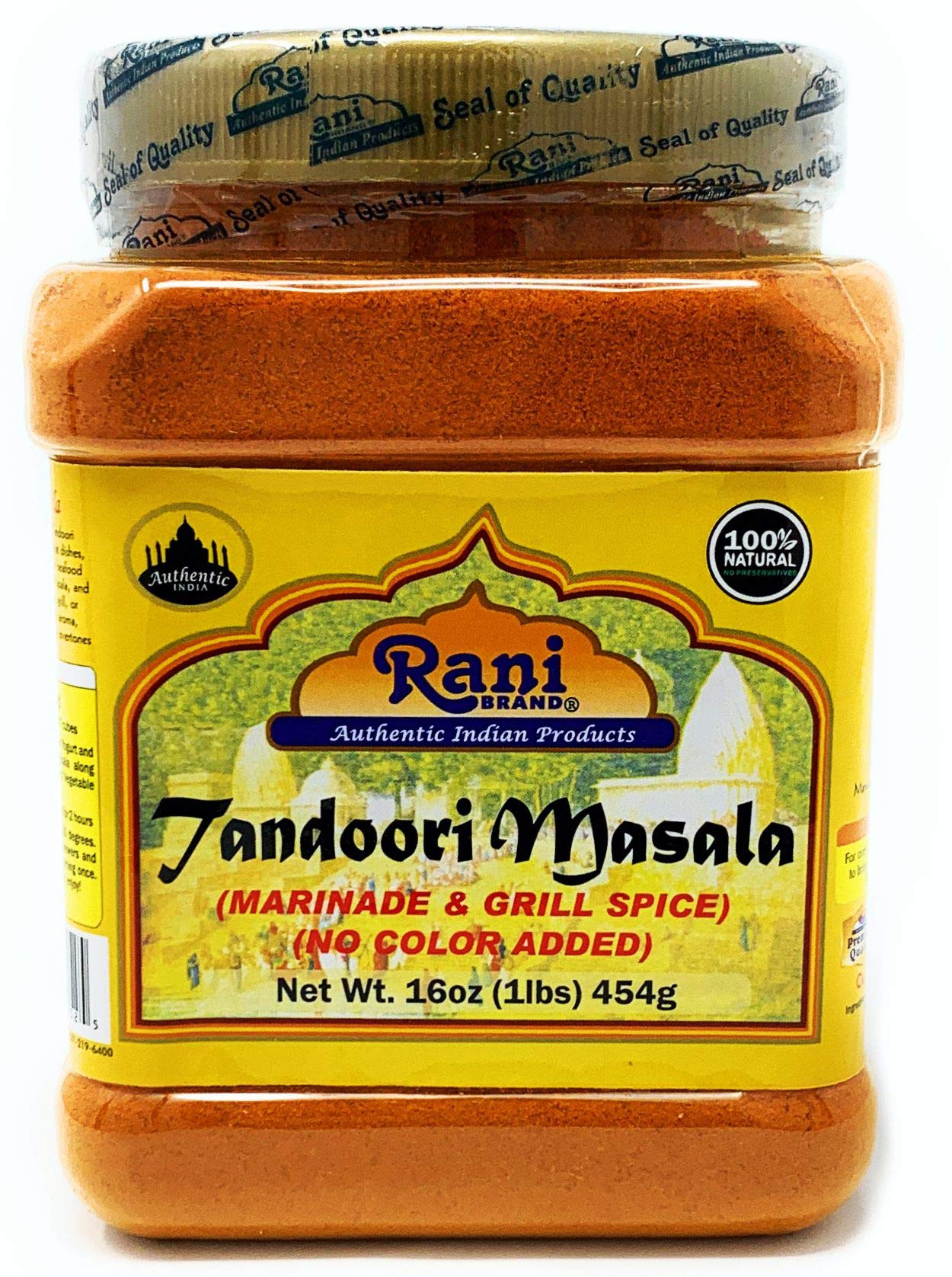 Rani Tandoori Masala (Natural, No Colors Added) Indian 11-Spice Blend 16Oz (1Lb) 454G Pet Jar ~ Salt Free | Vegan | Gluten Frien