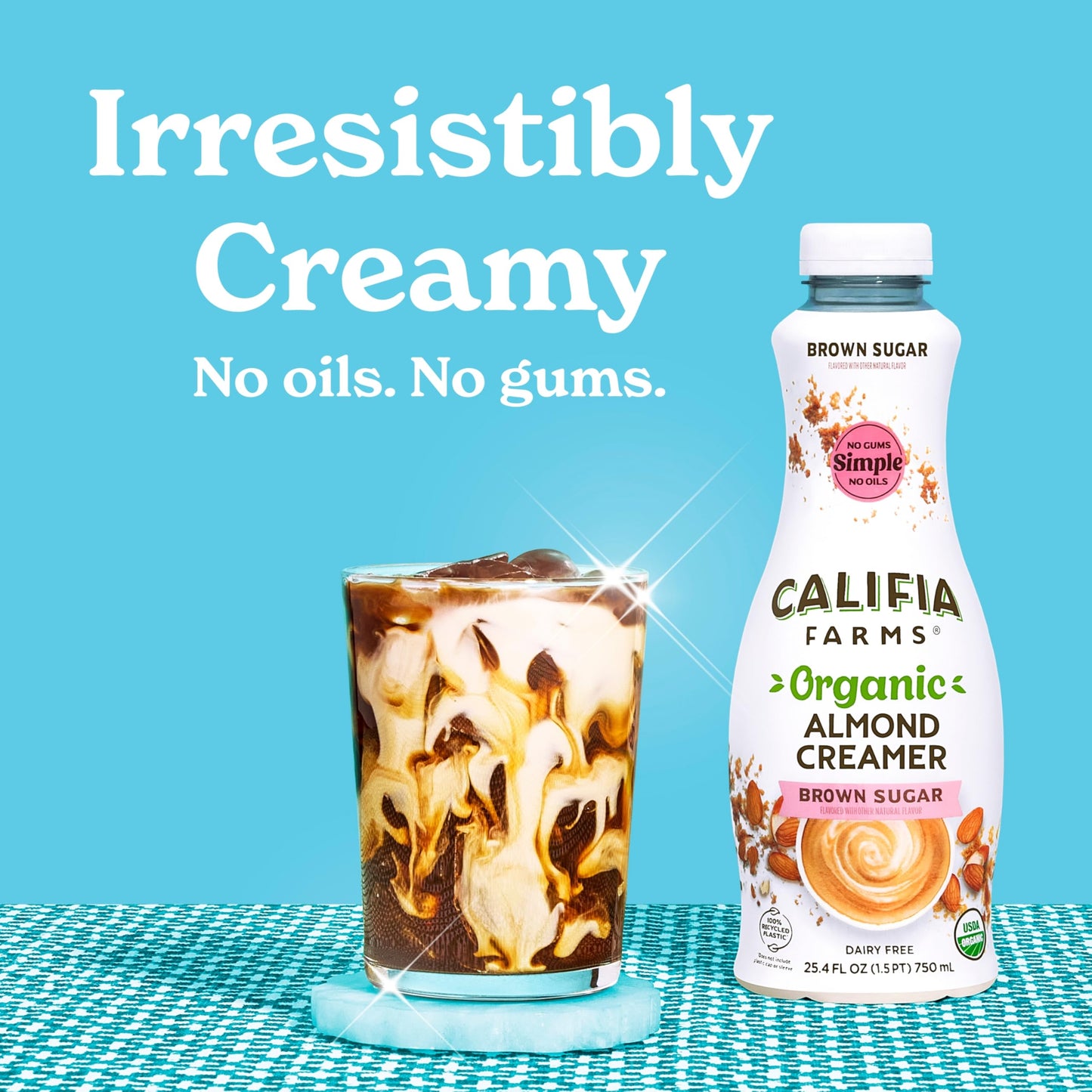 Califia Farms - Organic Brown Sugar Almond Milk Coffee Creamer, 25.4 Oz, Dairy Free, Plant Based, Vegan, Gluten Free, Non GMO, A