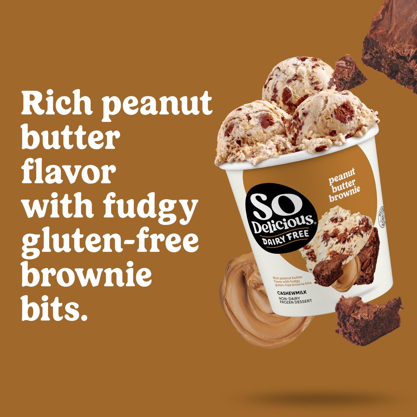 So Delicious Peanut Butter Brownie Cashewmilk Frozen Dessert, 1 Pt
