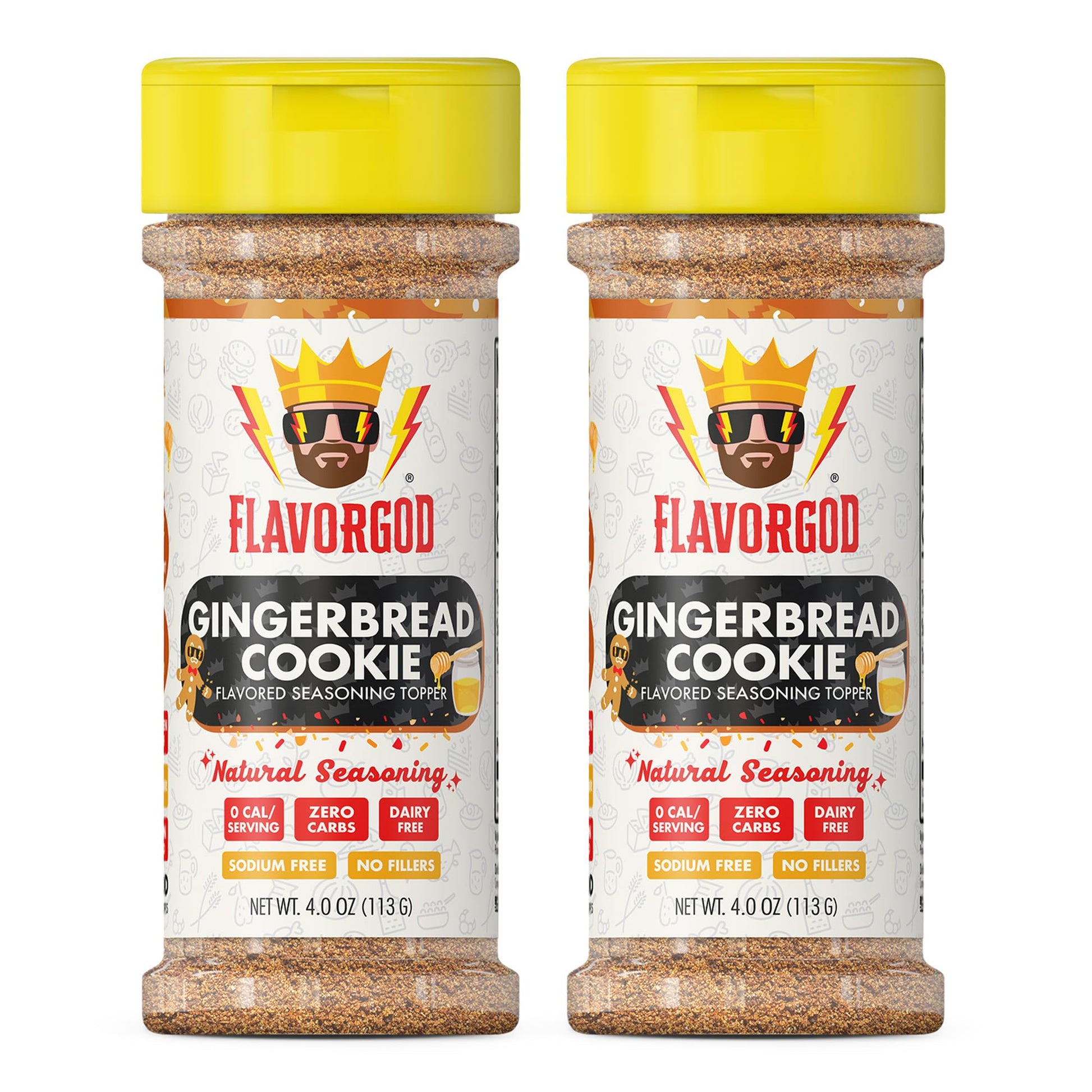 Gingerbread Cookie Topper Mix (2 Bottle) By Flavor God - Enhanced All Natural & Healthy Spice Blend For Ice Cream & Coffee - Kosher, Low Sodium, & Dairy-Free - Great Flavor Spices And Seasoning Gift