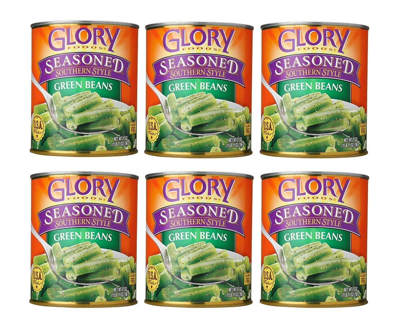 Glory Foods Seasoned Southern Style Green Beans (6 Pack, Total Of 162Oz)