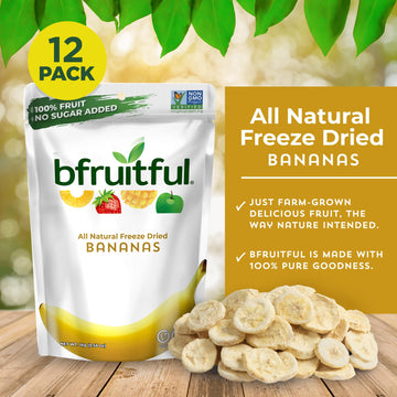 bfruitful Freeze-Dried Banana Bites, Gluten Free, Dairy Free, 12-Pack