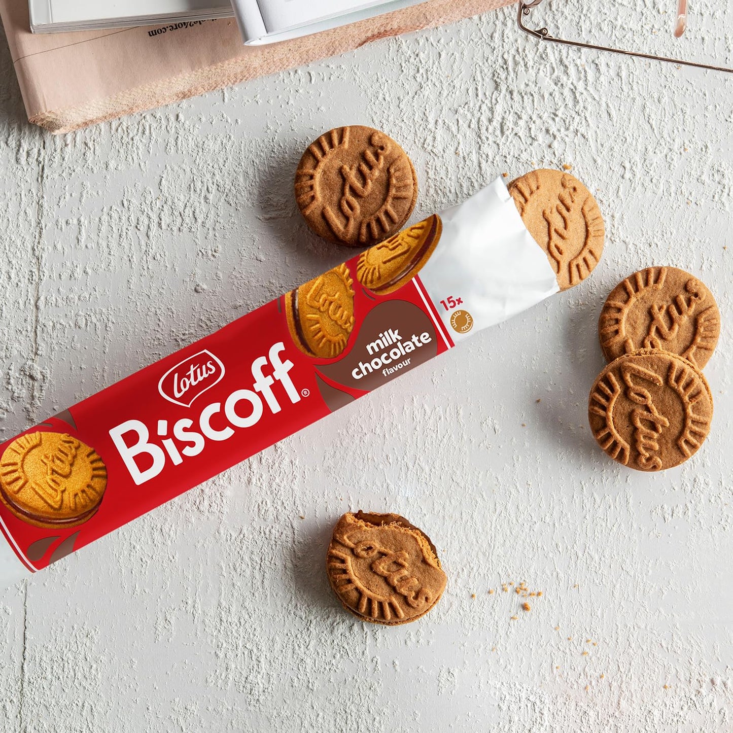 Lotus Biscoff Sandwich Cookies, Milk Chocolate Cream, 15 Cookies Per Pack, 5.29 Ounce (Pack Of 9)