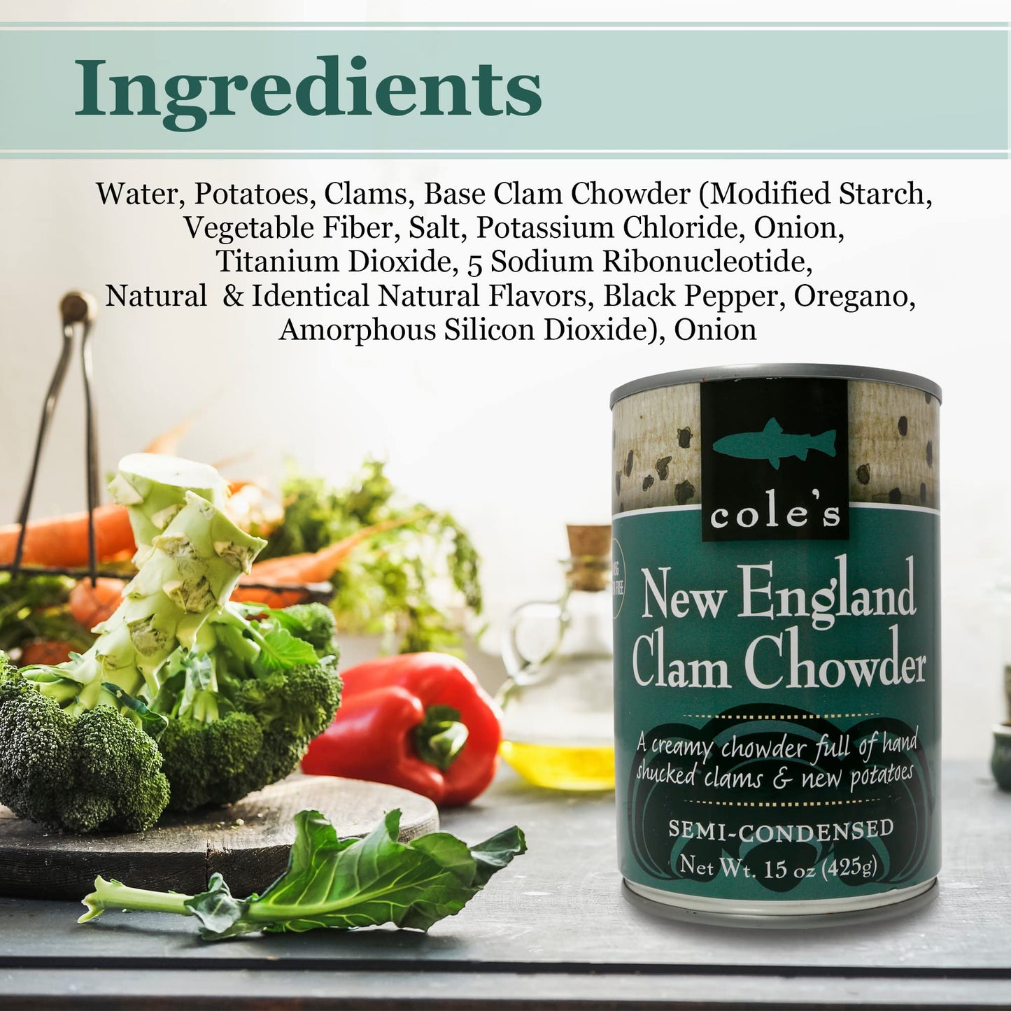 Coles Fresh New England Clam Chowder - Gluten Free, Fresh Soup, Chowder With New Potatoes And Clams, Six Pack- 15 Oz Per Contain
