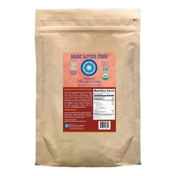 Blue Lotus Chai - Rooibos Masala Chai - Makes 530 Cups - 1 Pound Bulk Bag Masala Spiced Chai Powder With Organic Spices - Instan