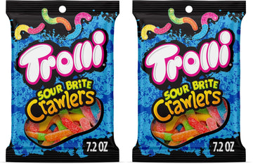 Trolli Sour Brite Crawlers, Original Flavored Sour Gummy Worms, 7.2 Ounce (Pack of 2)