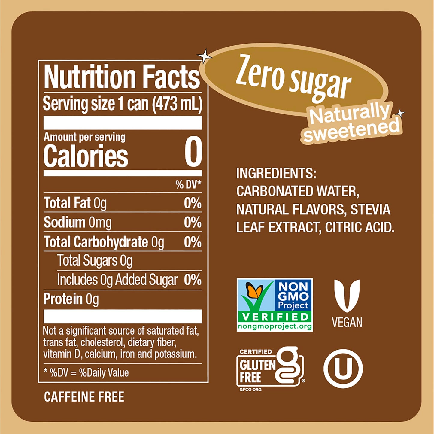 Zevia Zero Sugar Soda, Creamy Root malt-inspired, 12-Pack, 16 Fl Oz Cans, Naturally Sweetened, Non-GMO, Gluten-Free, Vegan
