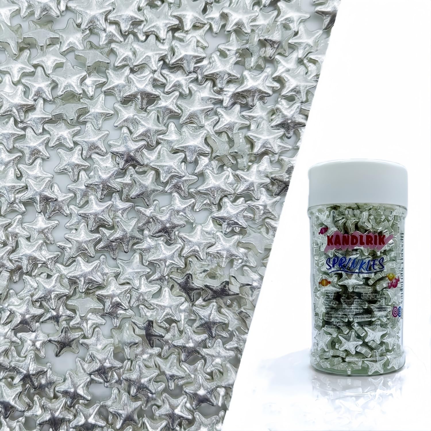 10mm Sliver Stars Sprinkles Edible Stars Cake Decorating Stars Cake Decorations Cupcake Toppers Cookie Decorating Perfect for Ca