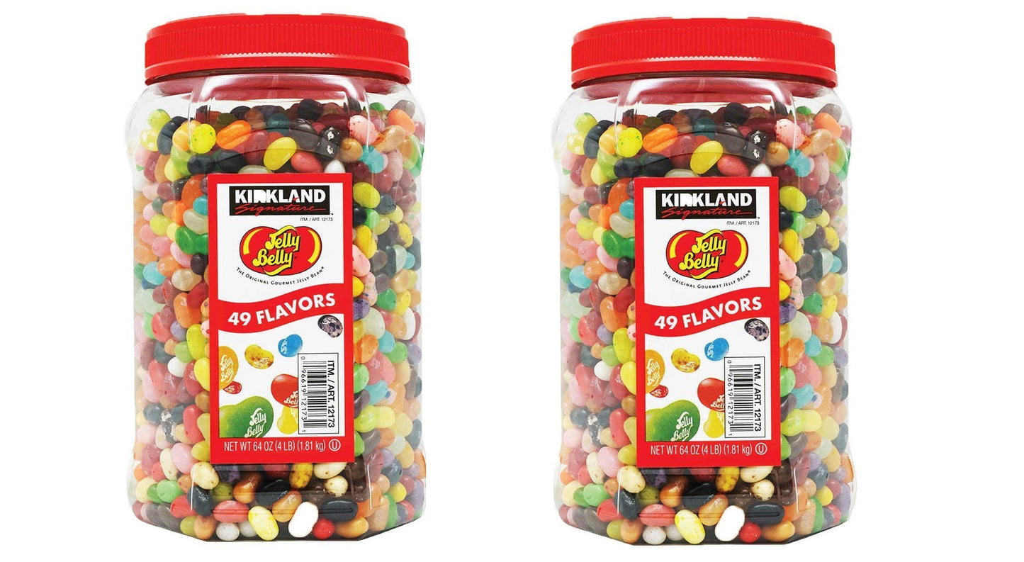 Kirkland Signature Jelly Belly 49 Flavors Of The Original Gourmet Jelly Bean - 4 Lb (64 Oz) Jar - Cos15 (2-Pack)