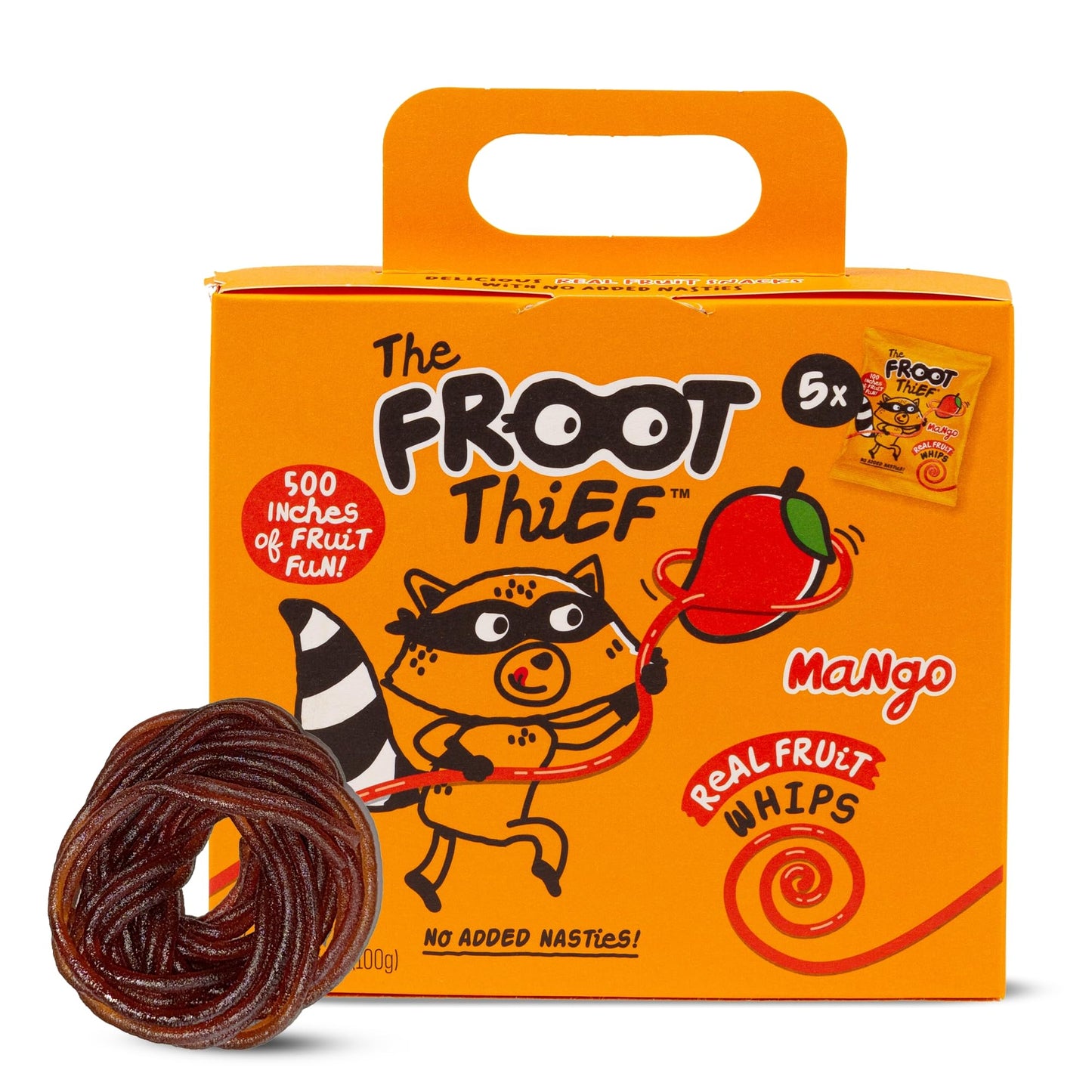 The FROOT Thief Real Fruit Snack Whips, Mango, Nut Free, Perfect for School Lunches and Snacks, Individual Bags Kids Snacks, 5 P