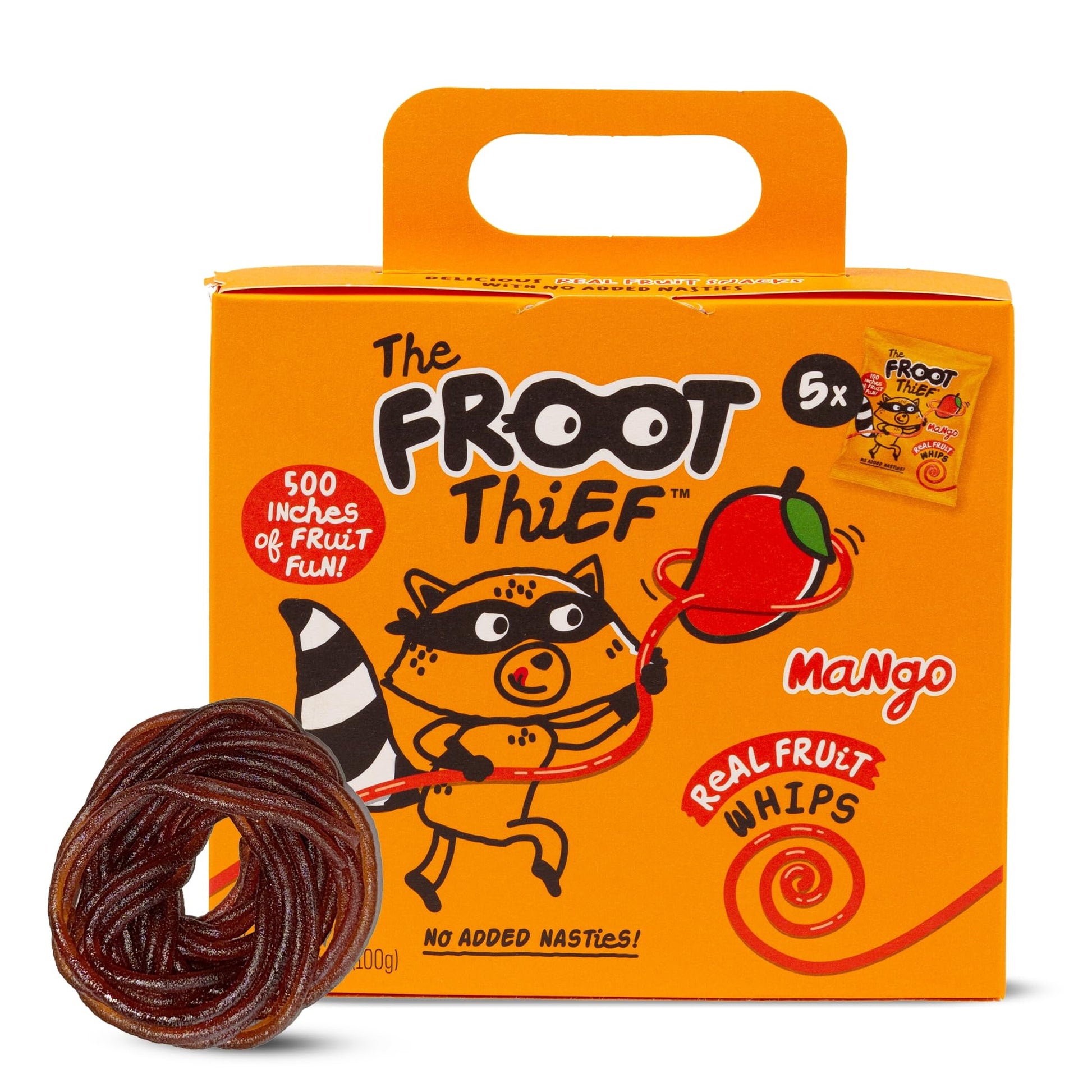 The FROOT Thief Real Fruit Snack Whips, Mango, Nut Free, Perfect for School Lunches and Snacks, Individual Bags Kids Snacks, 5 P