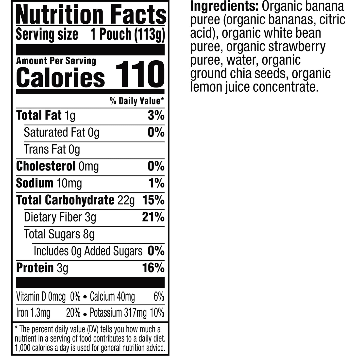 Plum Organics Mighty Builder Organic Toddler Food - Banana, White Bean, Strawberry, and Chia - 4 oz Pouch (Pack of 12) - Organic