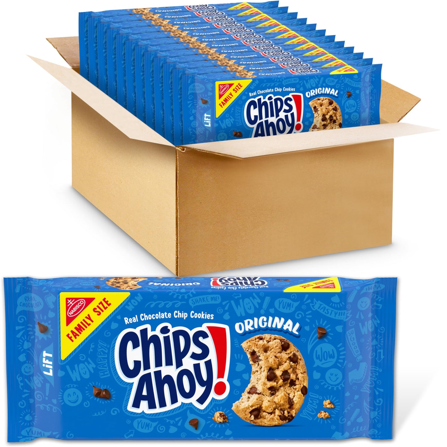 CHIPS AHOY! Original Chocolate Chip Cookies, Family Size, 12 - 18.2 oz Packs