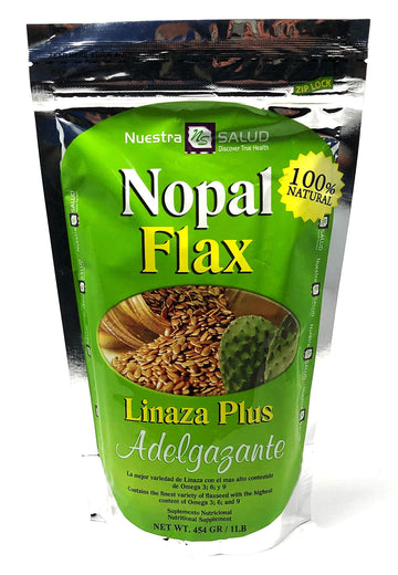 Nopal Flax Linaza Plus Original Colon Cleansing & Constipation (1Lb) 100% Natural Blend Of Ground Linaza -Senna- Lucuma- Prickly
