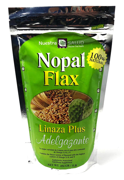 Nopal Flax Linaza Plus Original Colon Cleansing & Constipation (1LB) 100% Natural Blend of Ground Linaza -Senna- Lucuma- Prickly