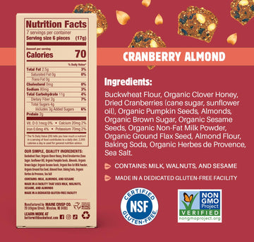 Maine Crisp Cranberry Almond Crisps, 4 Pack - Snack Crackers, Grain Free, Non-Gmo - Sweet & Savory Flavor, For Cheese Boards, Sa