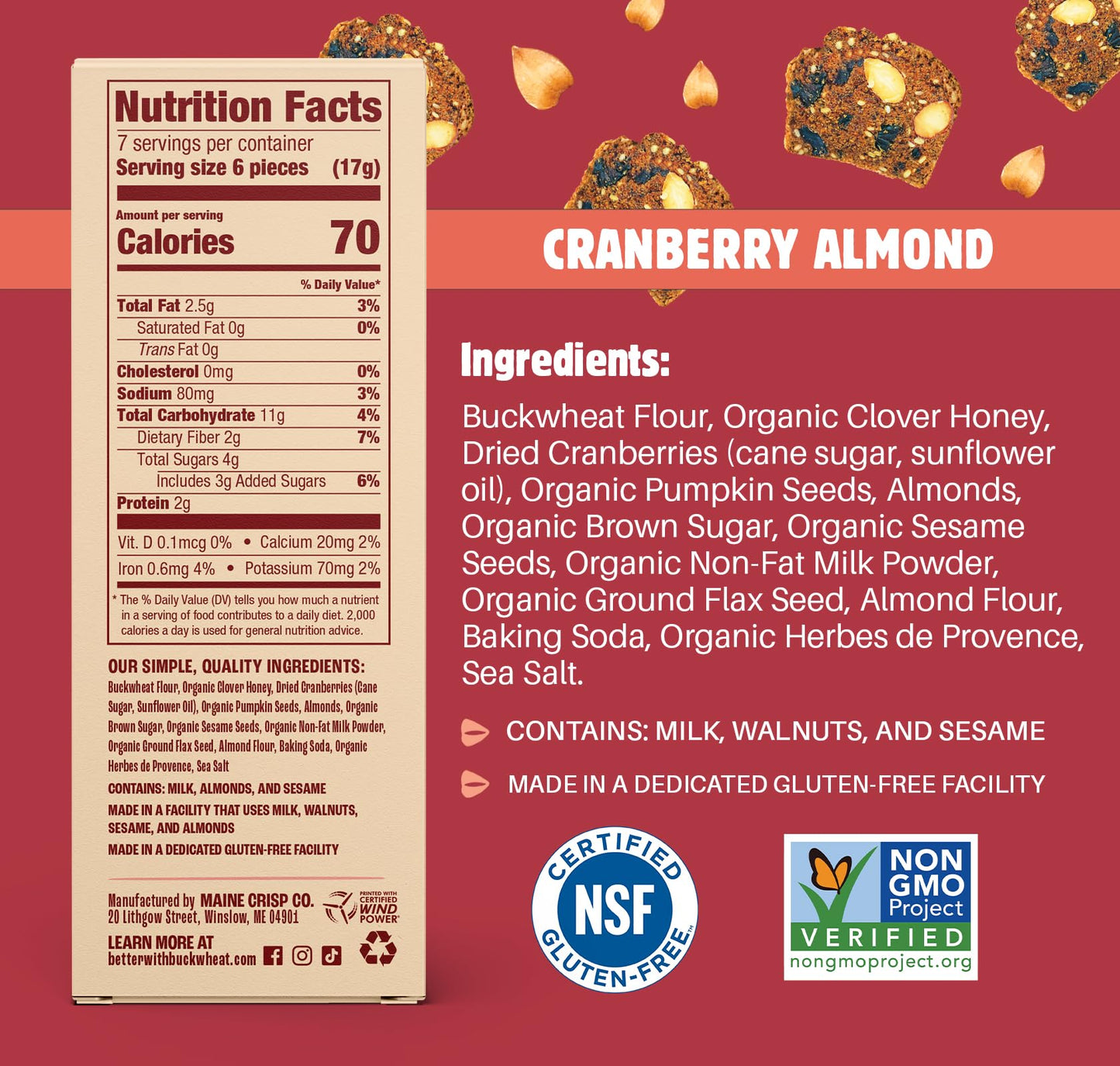 Maine Crisp - Crisps Cranberry Almond - Case Of 10-4 Oz