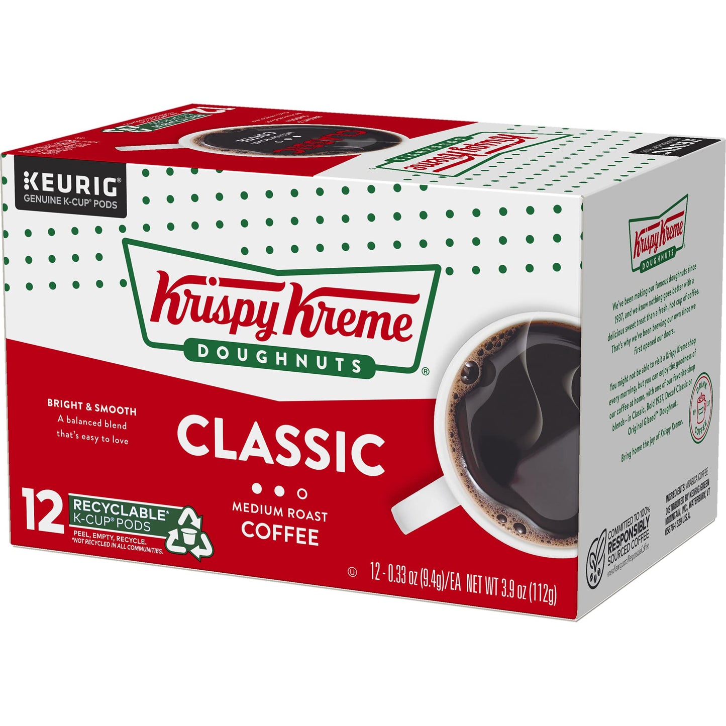 Krispy Kreme Classic Keurig Single-Serve K-Cup Pods, Medium Roast Coffee, 12 Count
