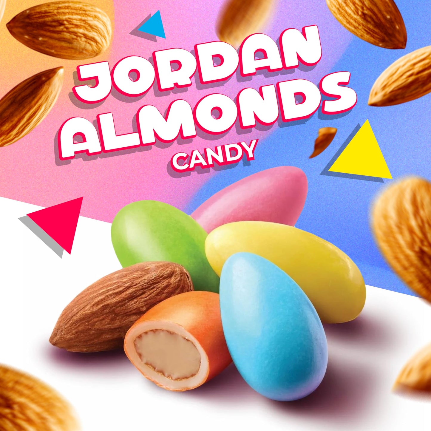 LAETAFOOD Assorted Jordan Almonds Candy - Glazed Almonds, 1 Pound Bulk Bag, Mini Size