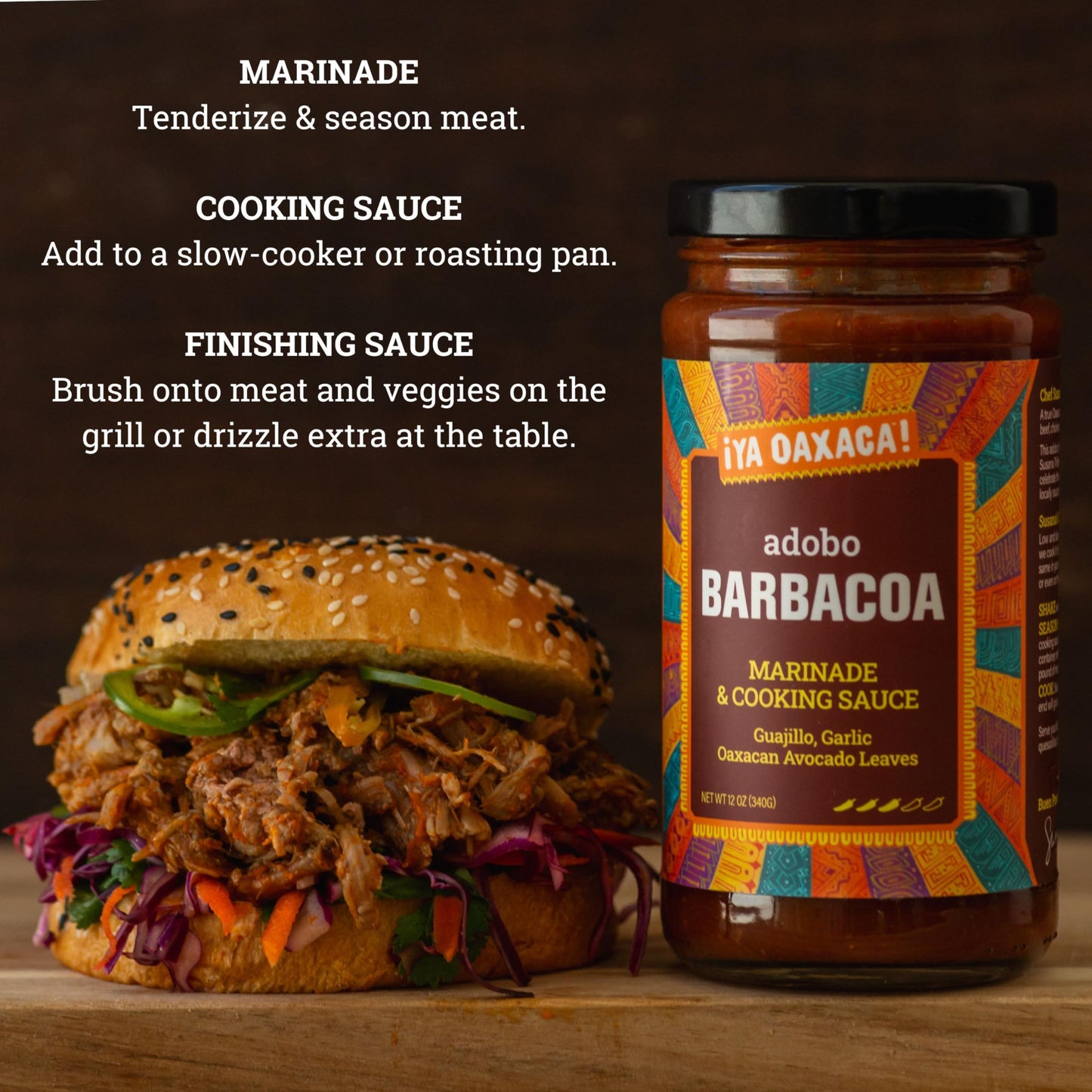 Ya Oaxaca - Barbacoa Adobo Marinade - Rich & Complex Flavor - Made With Chile Guajillo & Avocado Leaf - Brush On Chicken, Beef, Pork, Or Veggies - Vegan, Non-Gmo, Gluten Free - 12Oz