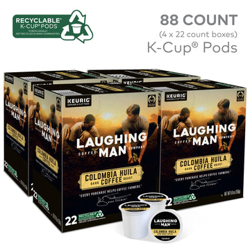 Laughing Man Columbia Huila, Single-Serve Keurig K-Cup Pods, Dark Roast Coffee, 88 Count