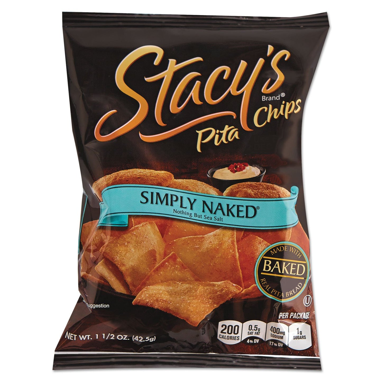 Stacys 52546 Pita Chips, 1.5 oz Bag, Original, 24/Carton