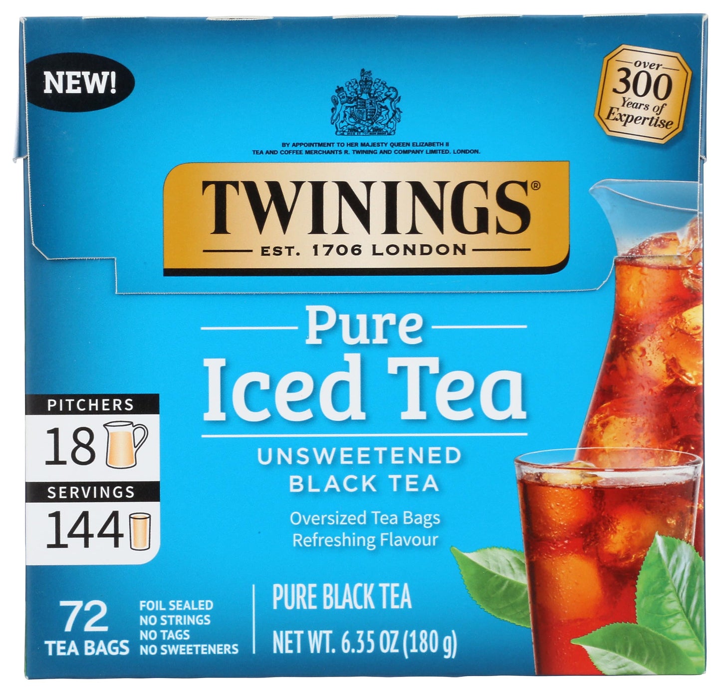 Twinings Pure Black Iced Tea Bags, 72 Ct