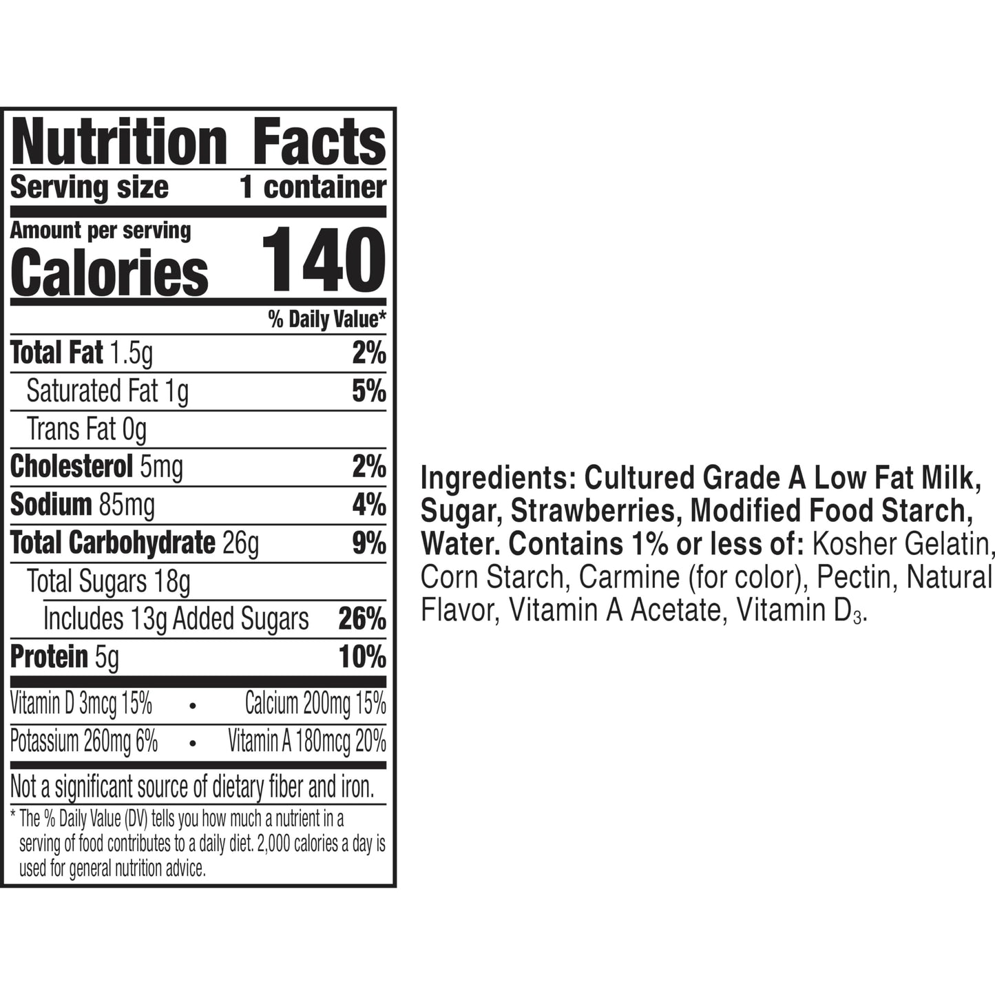 Yoplait Original Low Fat Strawberry Yogurt Cup, Made with Real Fruit, 6 oz