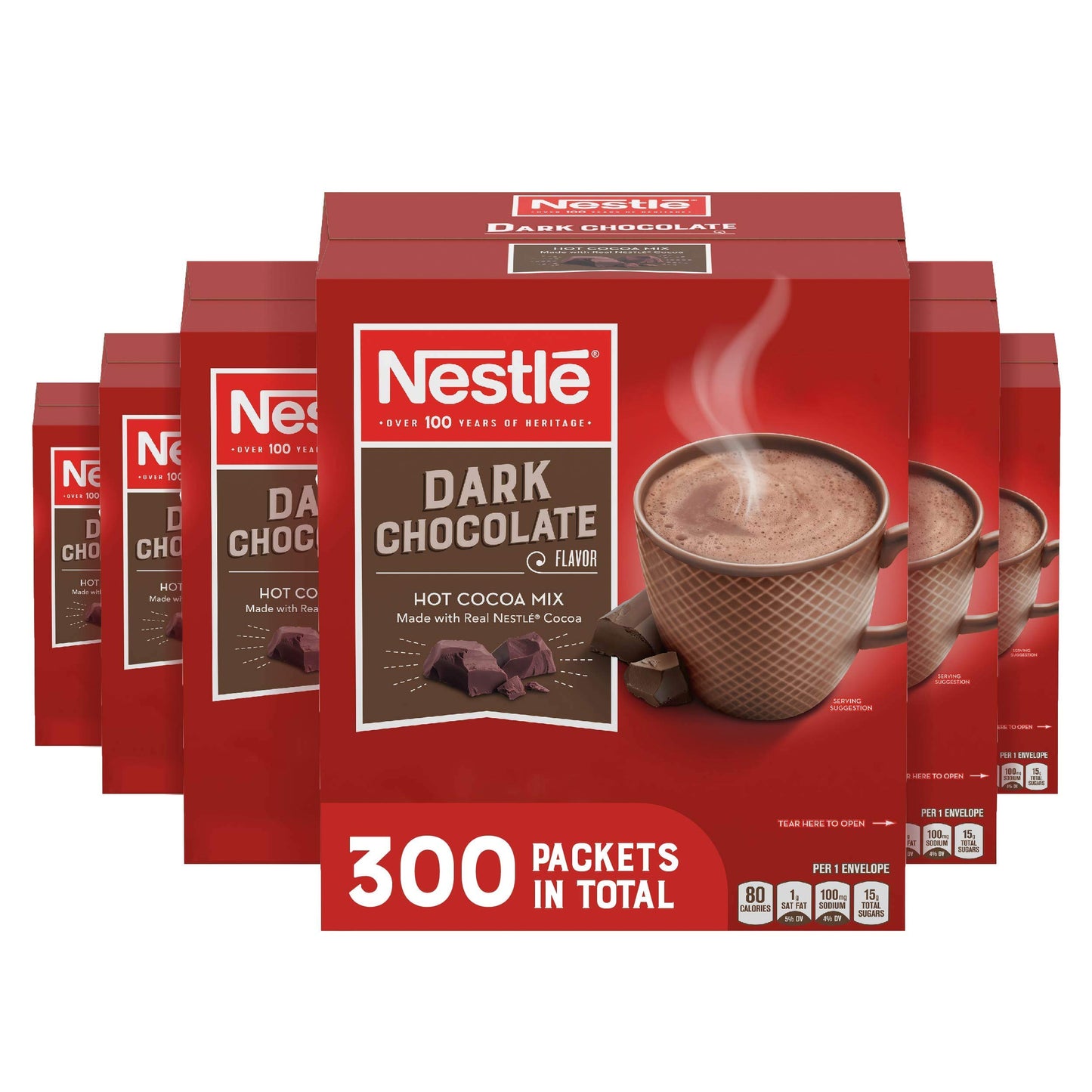 Nestle Hot Cocoa Dark Chocolate Flavor Mix, Bulk Pack of 300, 0.71 oz Packets, Rich Brown