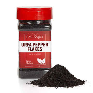 Eastanbul Urfa Biber Pepper Flakes, Mild-Moderately Hot, 5.6oz (160g), Blackish-Red Turkish Spice for Cooking & Seasoning