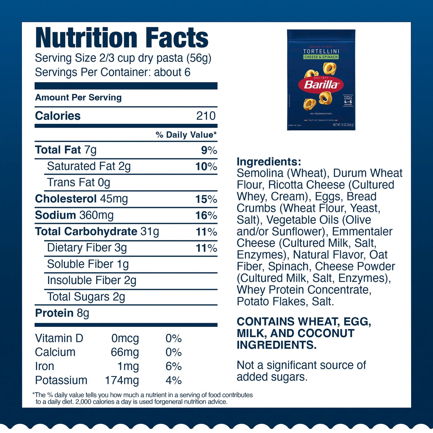 Barilla Cheese & Spinach Tortellini Pasta, 12 Oz. Bag (Pack Of 8) - 6 Servings Per Bag - Pantry Friendly Dried Tortellini - Made With Non-Gmo Ingredients