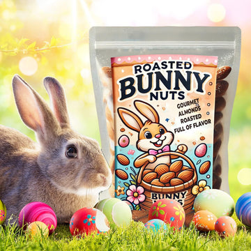 Gears Out Roasted Bunny Nuts - Gourmet Salted Almonds, 8oz Bag, Perfect for Easter Gifts and Holiday