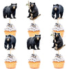 Ercadio 24 Pack Black Bear Cupcake Toppers Black Bear Cupcake Picks Animal Cupcake Picks Bear Birthday Cupcake Decorations for B